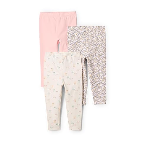 Amazon Essentials x Sofia Grainge Unisex Babies' Legging, Pack of 3, Bunny Faces/Pink/Round Trees, Newborn