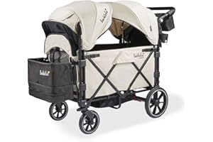 Larktale caravan V3, Newport Taupe - Stroller/Wagon for Kids & Babies - Seats 2 Passengers or 200 lbs. Total Weight Capacity - Reclining Seats, Sun Canopies, Height-Adjustable Handlebar - 2024 Version