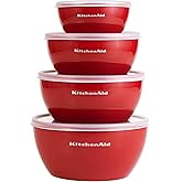 KitchenAid Classic Prep Bowls with Lids, Set of 4, Empire Red