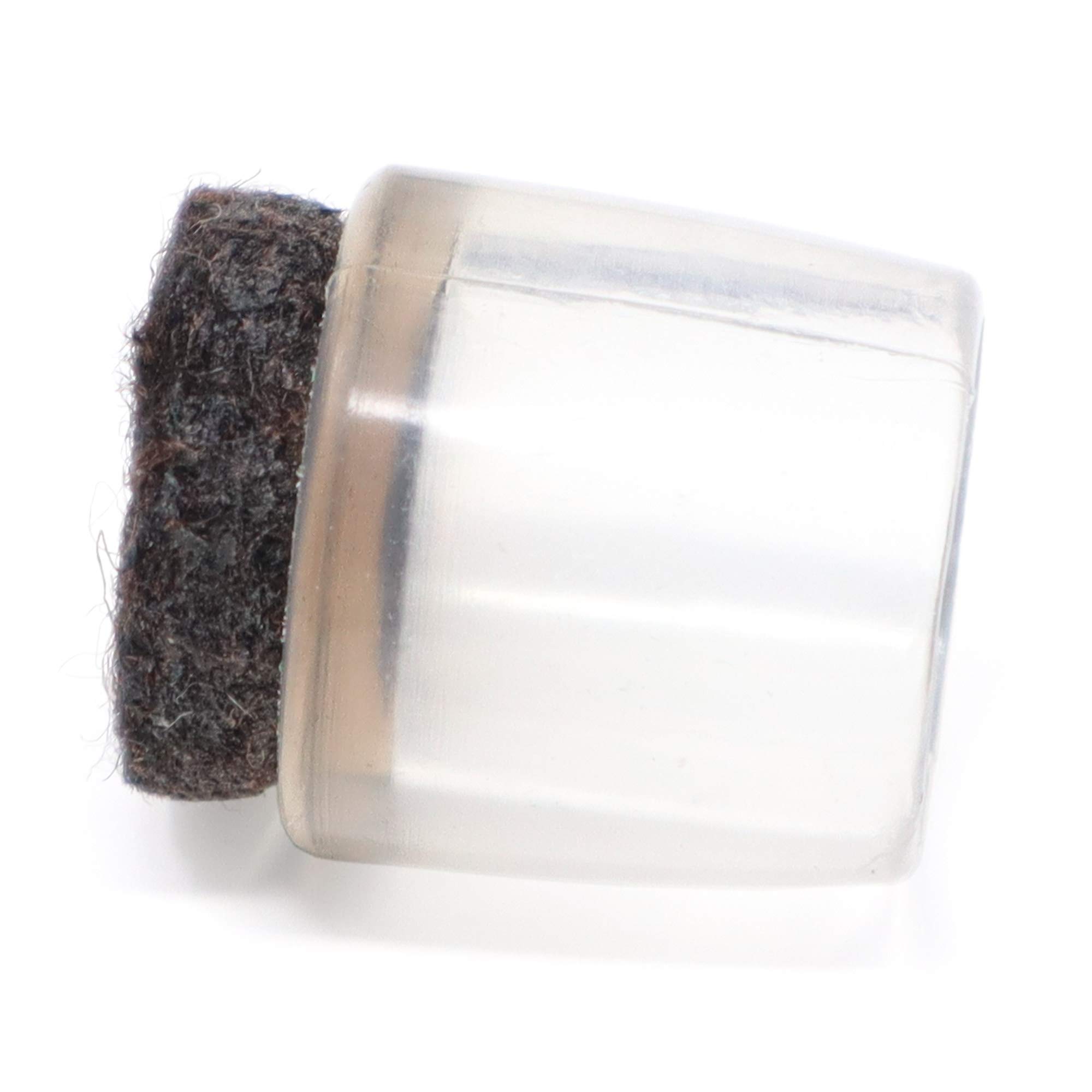 Adsamm / 16 x Leg tips with felt for round tubes | ø for round tubes 0.51-0.55 '' (13-14 mm) | trasparente | round | outer caps with felt for tubular steel chairs