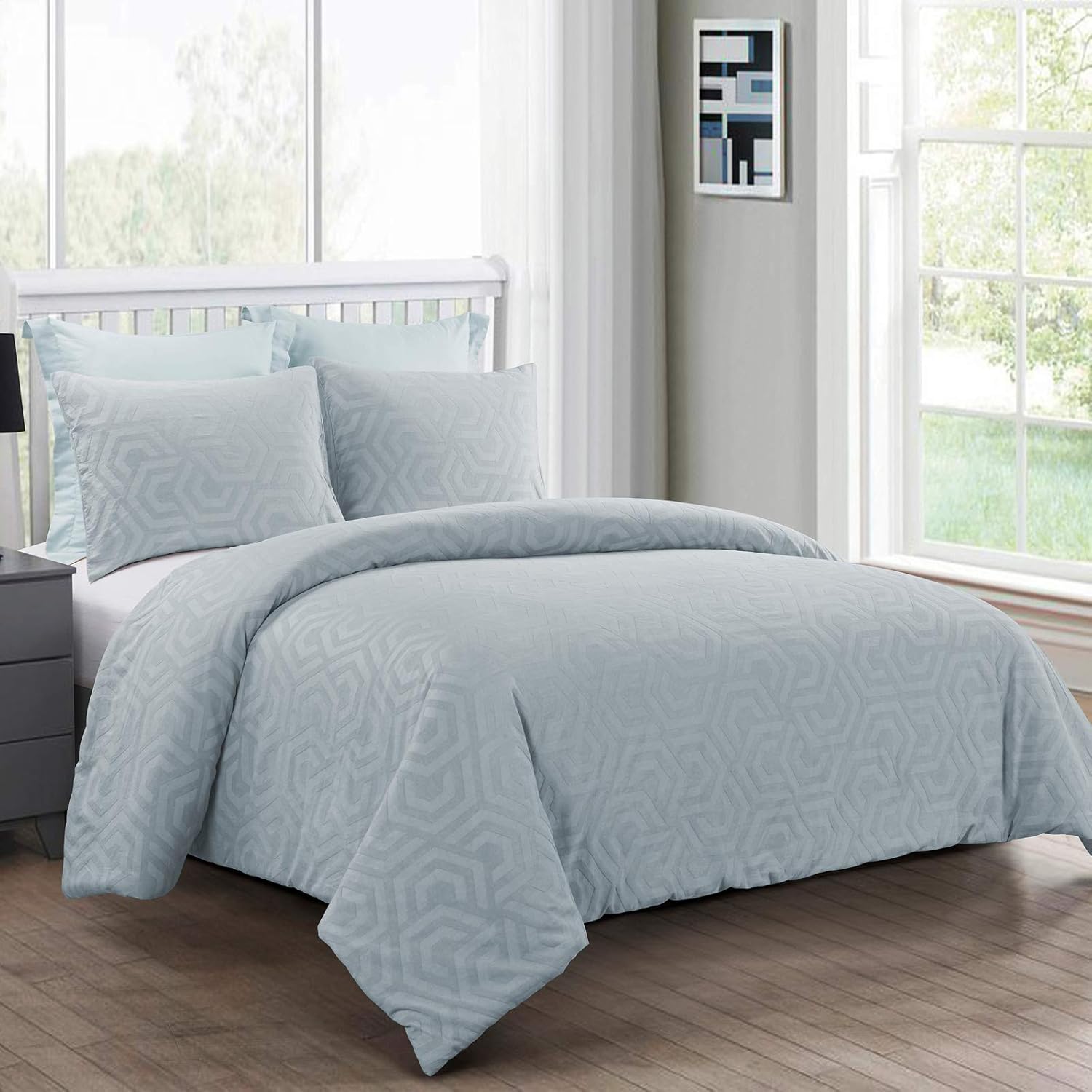 Donna Sharp King Bedding Set - 3 Piece - Seville Soft Blue Contemporary Comforter Set with King Comforter and Two King Shams - Machine Washable: Home & Kitchen