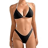 SUUKSESS Women Halter String Two Piece Bikini Sets Reversible Thong Swimsuit
