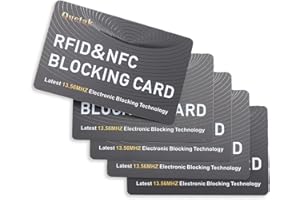 QUCTAK 5PCS RFID Blocking Cards, Antitheft Credit Card Protector, NFC Credit Card Passport Protector Blocker for Men & Women, Compact RFID Card Protects Entire Wallet Purse