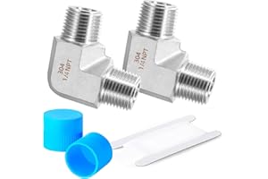 Carvedexquisitely Stainless Steel Pipe Fitting 90 Degree Barstock Street Elbow 1/4" NPT Male x 1/4" NPT Male 2 Pack