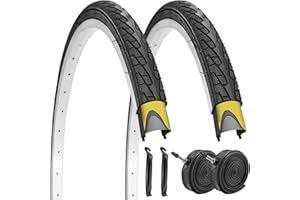 SIMEIQI 1 Or 2 Pack 24/26x1 3/8 Road Bike Tires with or Without 26x1 3/8 Bike Inner Tubes AV32mm Schrader Valve Compatible with 24/26x1 3/8 Inch Bike Tires and Tubes