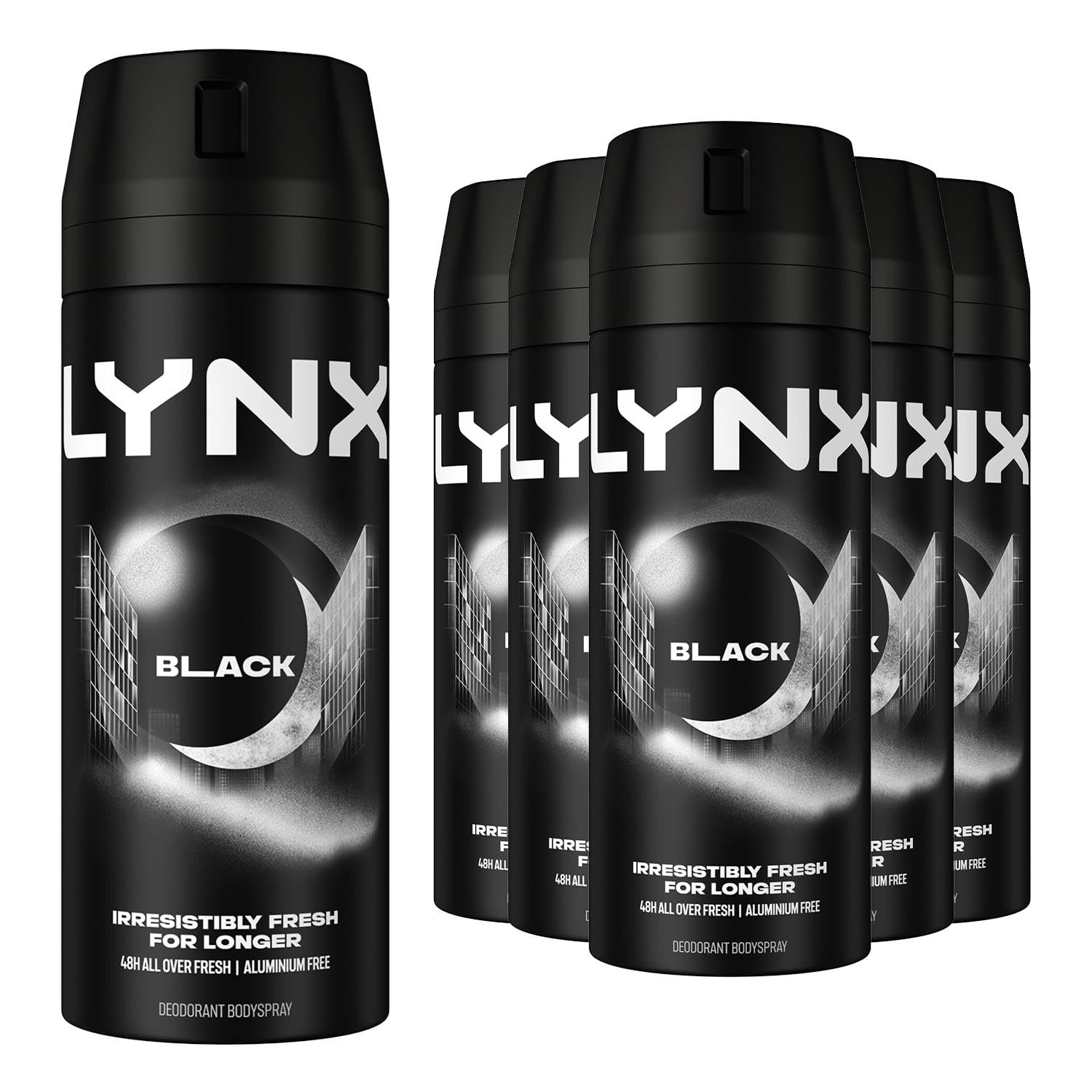 6 X LYNX BODY SPRAY BLACK 150 ml | 6 PACK BUNDLE