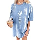 Remidoo Womens Oversized Graphic Tees Short Sleeve T Shirt Casual Vacation Top