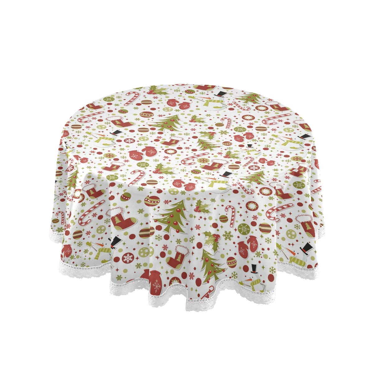 Mnsruu Christmas Tablecloths, Cartoon Christmas Decorative Table Cloth for Circular Table Cover Dinner Table Parties