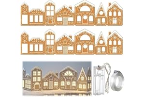 AOREK DIY Foldable Christmas Gingerbread House Cardboard Kit with LED Lights, Make a Xmas Gingerbread House Craft Decor Kit, Village Home Decorations Gift for Home Cabinets Festival Holiday Party(2SET)