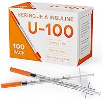 0.5ml Insulin Syringes 29G 1/2 Inch (12.7mm) with Needle, Individually Wrapped, Pack of 100