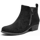 DREAM PAIRS Women's Ankle Boots Classic Low Chunky Heel Side Zipper Booties Shoes