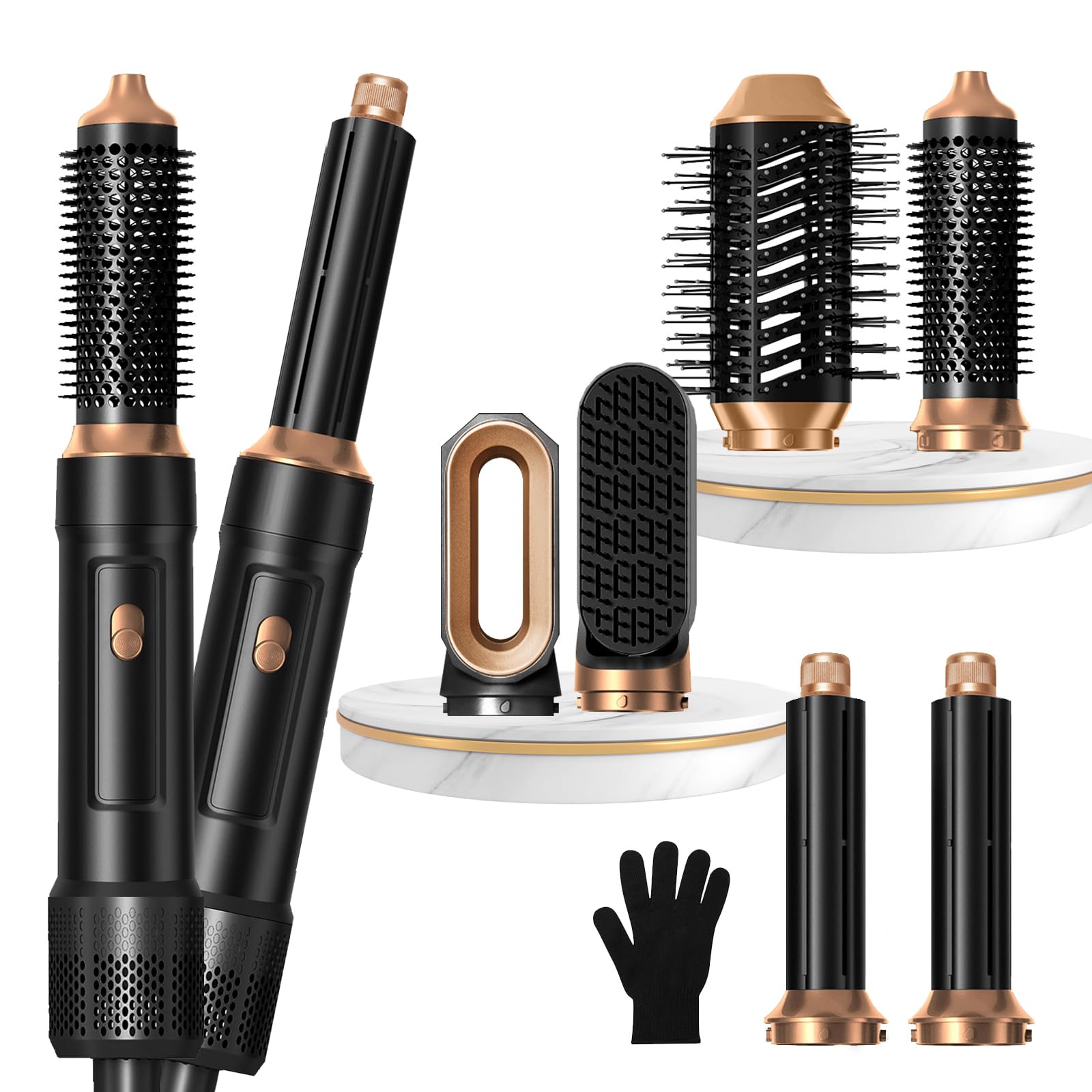 Photo 1 of 6 in ONE Blow Dryer Brush, Curling Wand Hair Styling Tools Set, Ionic Hot Air Hair Dryer, Massage Oval Hair Dryer, Left&Right Hair Curlers 100-120V