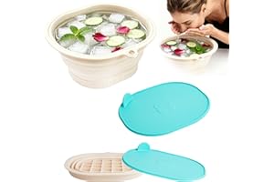USEAMIE Upgrade Face Bowl for Ice with Built-In Ice Tray Collapsible Silicone Ice Bath Basin with Cover Portable Home Spa Tools for Home or Travel