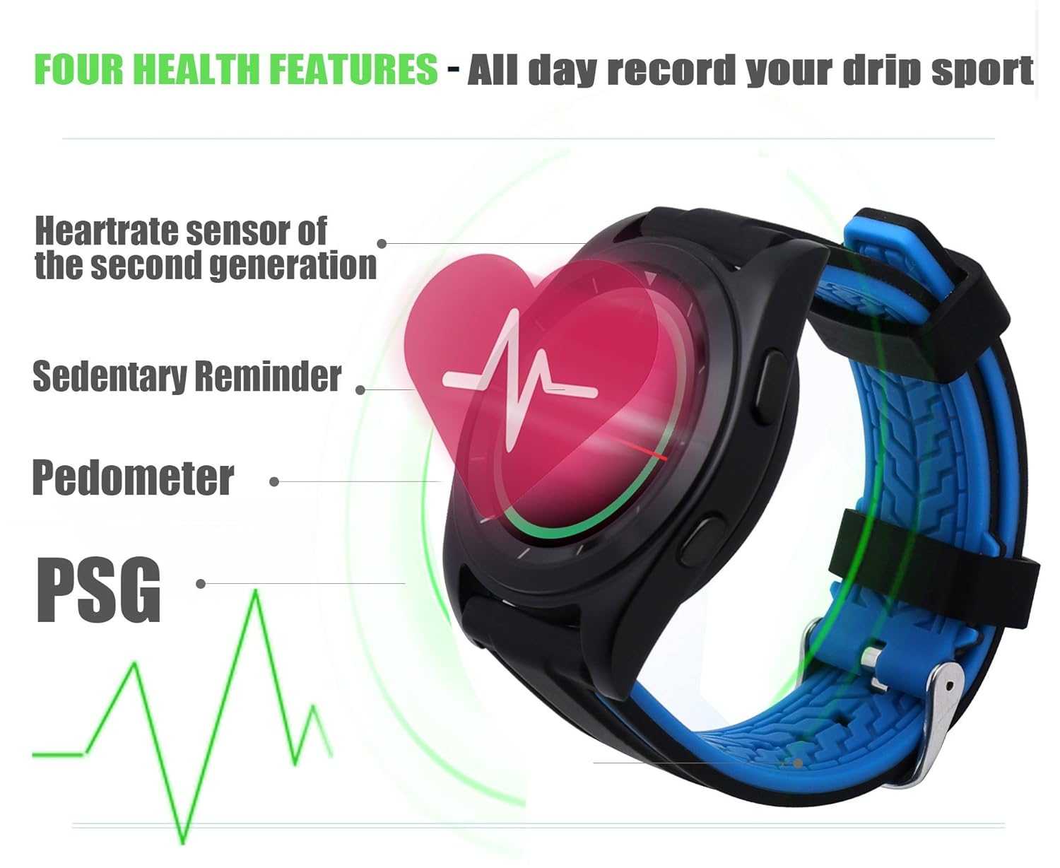 iSTYLE Fashion NO.1 G6 Smart Watch Bluetooth 4.0 Heart Rate Monitor Fitness Tracker Call SMS Reminder Remote Camera for Android iOS Smart Phones (G6 ...