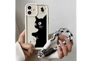 KFQDC Compatible with iPhone 17 Cute Case, Black Cat Design Silicone Case and Charm Chain, Senior Shockproof Protection and A