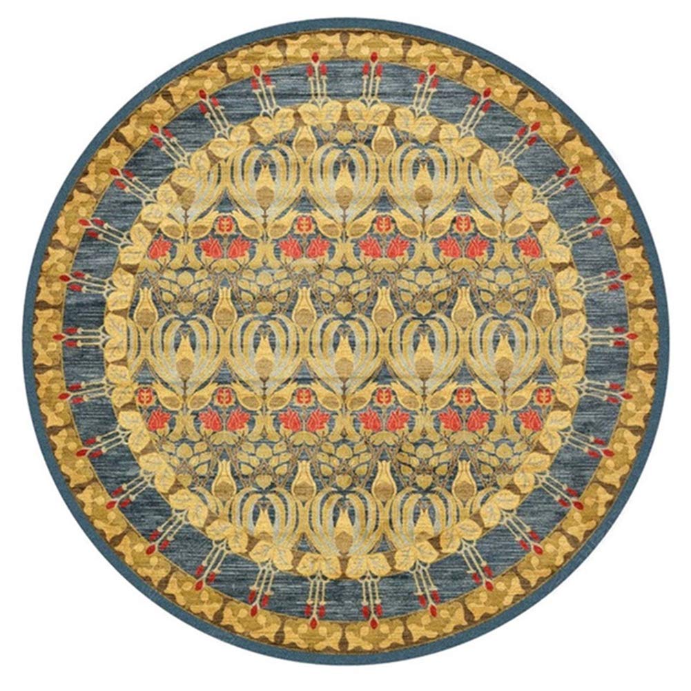 EmyTock Cotton Round Area Rug,Hand Woven European Mandala Non-slip Carpet, Living Room/Bedroom/Study/Coffee Table Carpets Floor Mats-Diameter 100cm