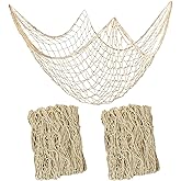 2 PCS Fish Net Decorations, 80 x 40 Inch, Ocean Themed Party Decor Beach, Nautical Wall Hanging Fishing Net for Coastal Bedroom, Bathroom, or Under The Sea Party Decorations