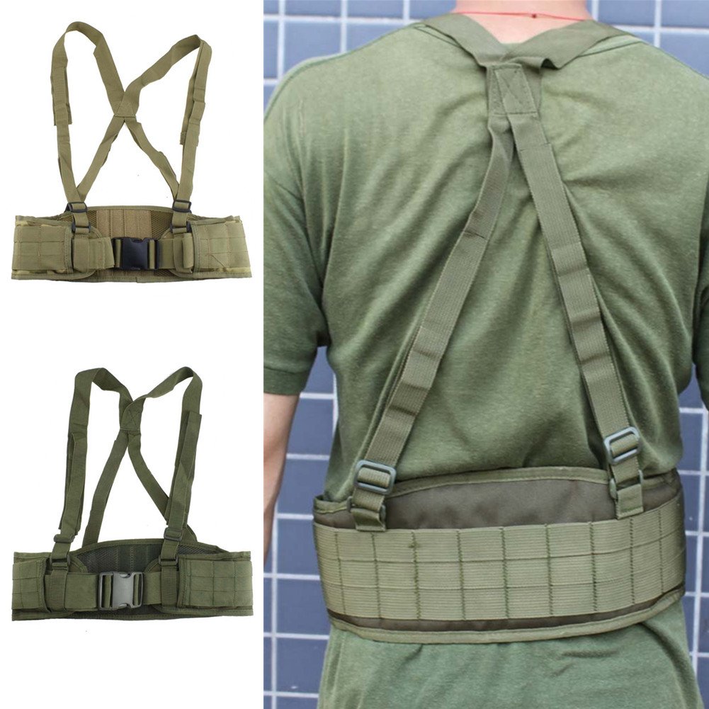 FAMI Tactical Battle Combat Airsoft Padded Equipment Molle Waist Belt with Adjustable Suspenders Free Straps