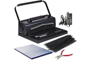 Binditek Spiral Binding Machine, Manual Punch & Electric Coil Inserter, 46 Disengageable Dies, Adjustable Side Margin, with 1