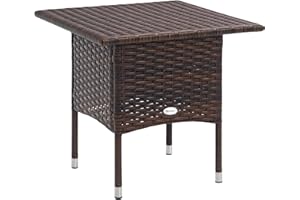 Outsunny 20" Patio Wicker Coffee Table, Outdoor Coffee Table with Plastic Board Underneath The Woven Tabletop for Patio, Gard