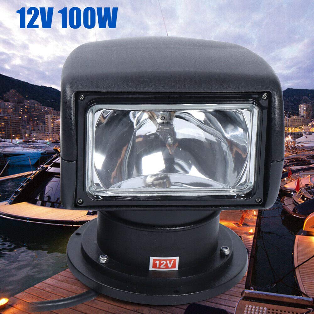 XYOUNG Searchlight, Boat LED Light, 100W 2500LM 3200K Marine Boat Remote Control Spotlight Truck Car Marine Boa Searchlight Black: Industrial & Scientific