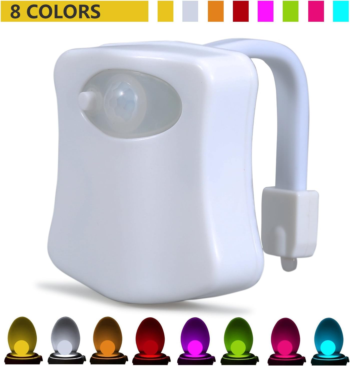 Toilet Night Light Motion Sensor LED Light Toilet Bowl Light for Bathroom Activated 8 Colors Changing With 2 Model With Light Detection