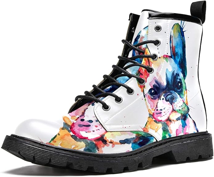 MAPOLO Boots for Women Watercolor French Bulldog Print
