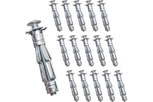 YZTONGPAO 1/4" Drywall Anchor Kit Hollow Wall with Screws,Zinc Plated Steel Molly Bolt,Hollow Wall Drilling Anchors with Screws Drywall Anchors (15PCS M6)