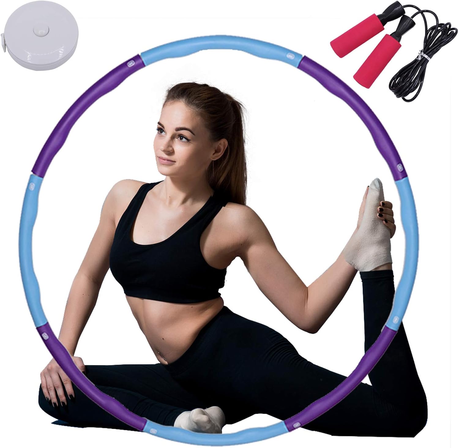 QAZWER Adults Hoola Hoop Fitness Weighted Detachable Jump Rope Lose Fast Weight Professional Hula Hoop 8 Section 3 Lbs Blue Purple: Toys & Games