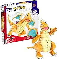 MEGA ʴǰéǲ Building Toys Set Dragonite with 388 Pieces, Articulated and Poseable with Motion, 7 Inches Tall, for Kids