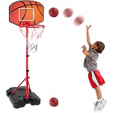 Kids Basketball Hoop for 3 4 5 6 Year Old Stand Adjustable Height 3.5ft-5.3ft Toddler Boy Basketball Hoop Indoor Mini Basketball Hoops Goal Ball Games Toys for Girl Boy Age 3-4 3-5