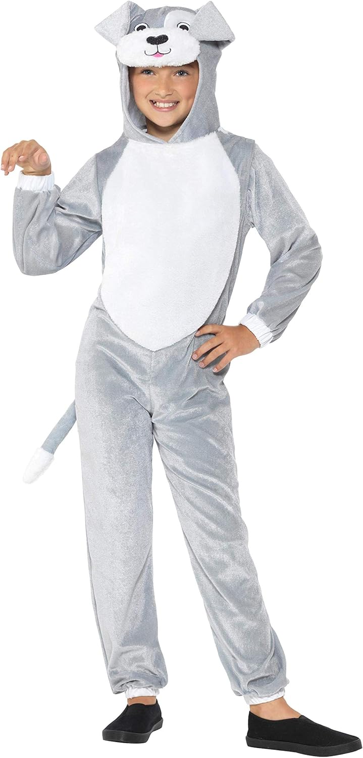 Smiffys Dog Costume, Grey with Hooded Jumpsuit, Children's Animal Fancy Dress, Animal Dress Up Costumes, M - 7-9 Years - Image 5