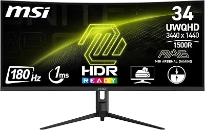 MSI MAG 342CQR E2 34 Inch UWQHD Curved Gaming Monitor 180 Hz 1ms