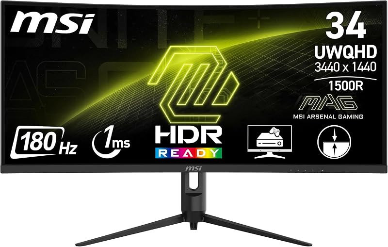 MSI MAG 342CQR E2 34 Inch UWQHD Curved Gaming Monitor 180 Hz 1ms