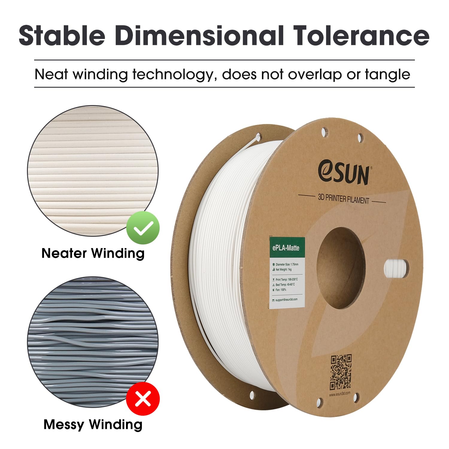 eSUN Upgraded Matte PLA Filament 1.75mm, Matte PLA 3D Drucker Filament, glanzfreie Farbe, mattierte Textur, 1KG pro Spule, 2 Spulen für 3D Drucker, Cremeweiß+Feuerrot 5