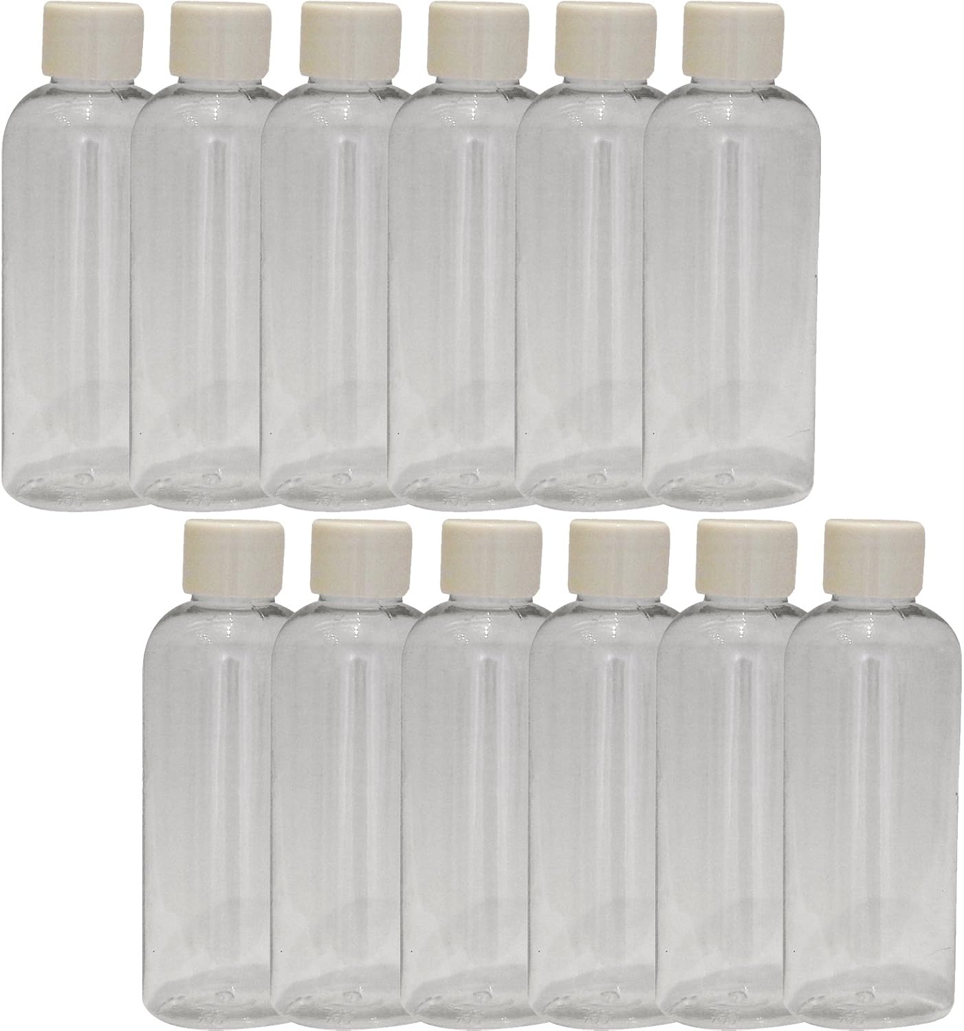 Sure Travel 100ml Holiday Travel Flight Clear Plastic Toiletry Bottle Containers - 12 Bottle Pack