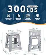 HOUSE DAY 16 inch Folding Step Stool Large Grey 300 lb Capacity view 2