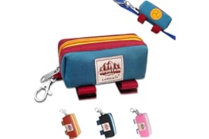 Lepawit Dog Poop Bag Holder Zippered Pouch, Portable Dog Poop Bag Dispenser with 1 Metal Clip, Fashion Color Matching Canvas Waste Bag Holder for Leashes