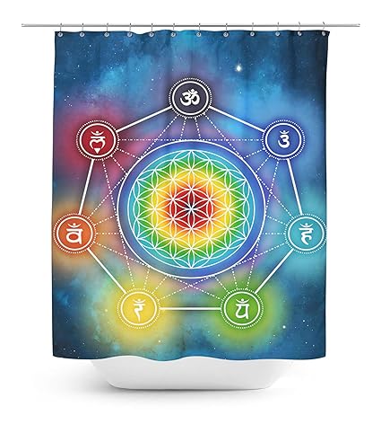 Amazon Com Timingila Blue Shower Curtains Flower Of Life Chakra