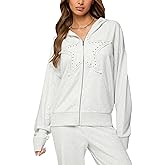 Lauweion Oversized Zip Up Hoodies Y2K for Womens Star Patch Hooded Sweatshirt Spring Streetwear Casual Zip Up Jacket