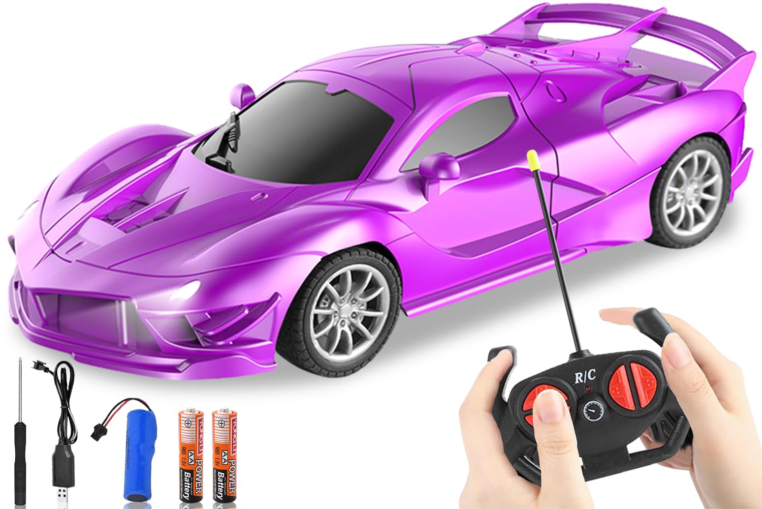 HATFRYF Remote Control Drift Cars, Purple Remote Control Vehicle, Cool RC Drift Race Cars, Gifts for Kid Adult Party 22 × 10 × 7 CM