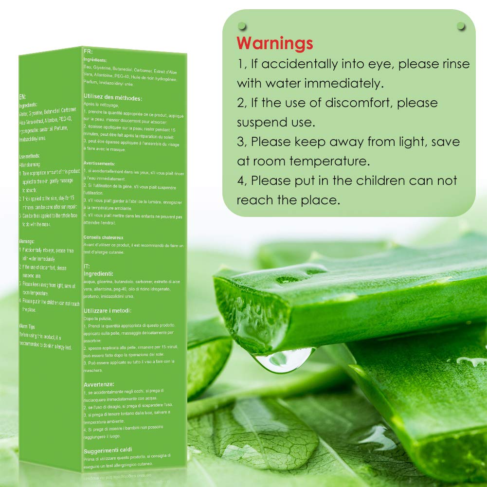 Aloe Vera Gel, Aloe Vera for Body & Hair, 99% ORGANIC Pure Aloe Vera Soothing Gel 100% Natural for Face, Body, Hair, Facial Moisturizer, After Sun Body Moisturisers - Care for Sunburn, 250ml : Beauty