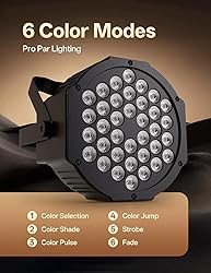 36 LED Stage Lights 7 Modes RGB DJ Par Lights with