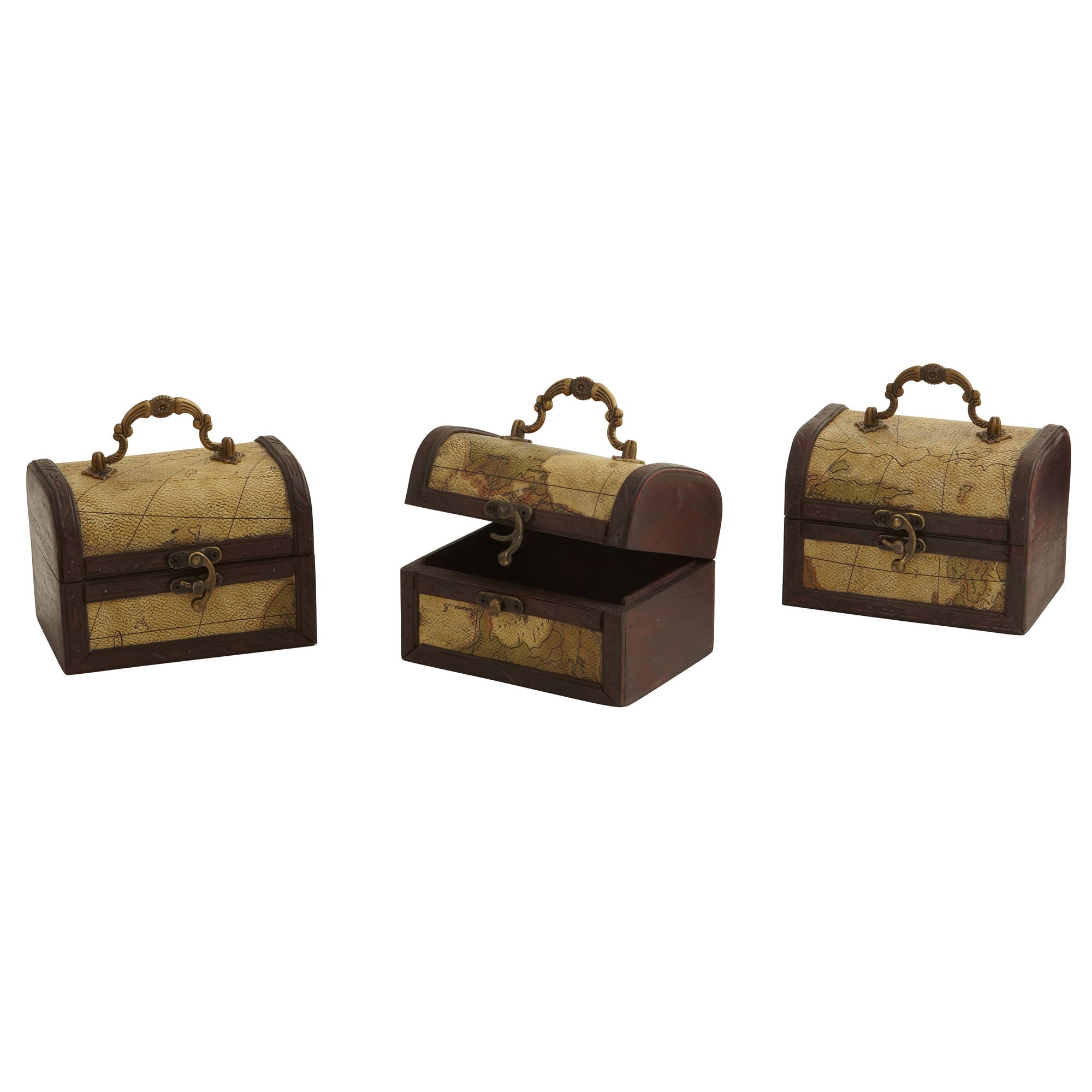Nearly Natural 0545-S3 Decorative Trunk Chests with Map Design,...
