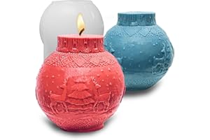 Japleed Christmas Ball Candle Molds, Christmas Ornament Chocolate Cake Mold 3D Holiday Embossed Sphere Silicone Molds for Epoxy Resin Candle Soap Wax Casting DIY Art Craft Xmas Decor (Elk)