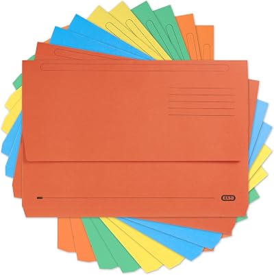 Elba Foolscap Document Wallets A4+ Pack of 10 Assorted Colours