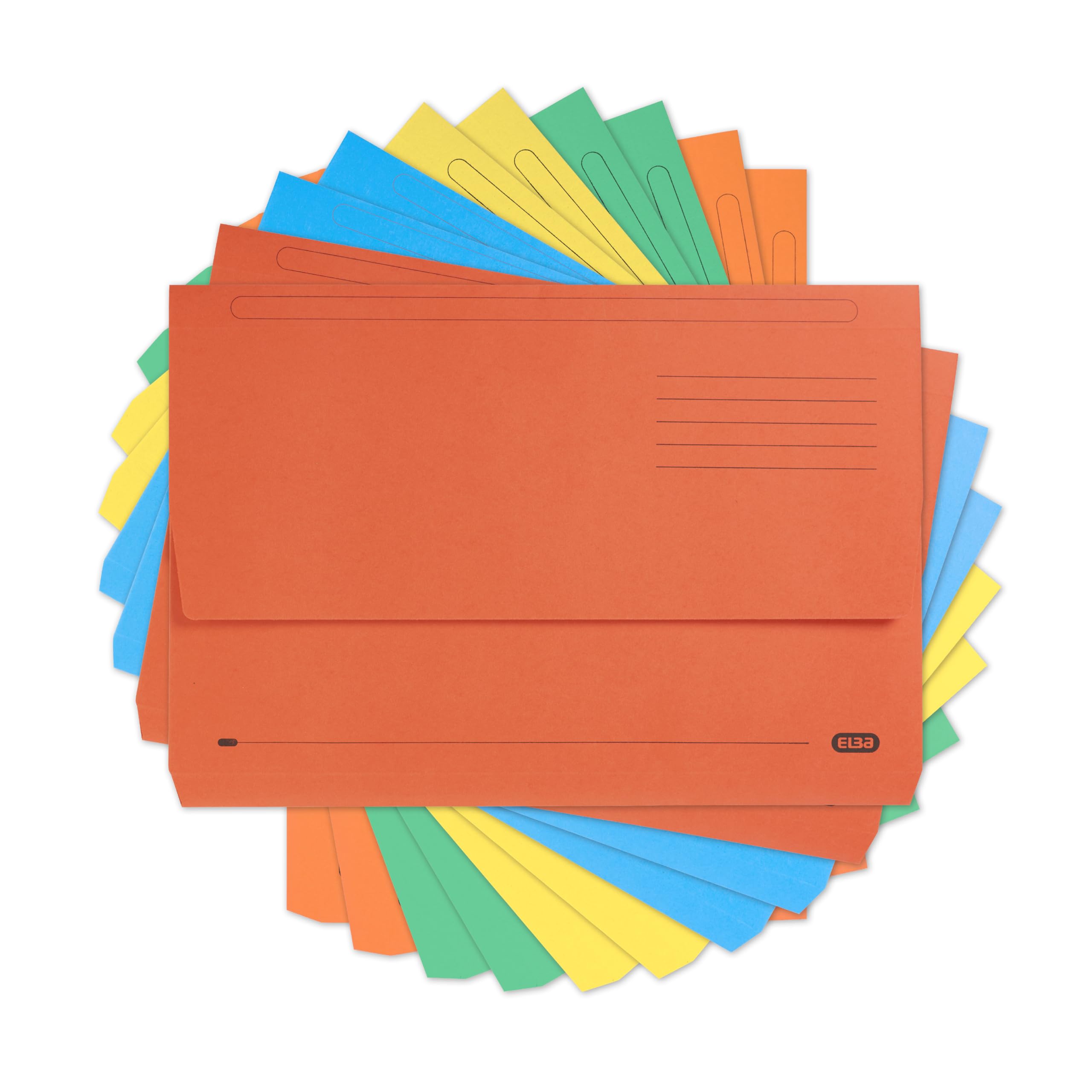 Elba Foolscap Document Wallets, Assorted Colours, A4+, Pack of 10 Folders