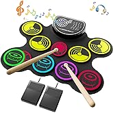 Miortior Electronic Drum Set, 10 Pads Roll-up Drum Practice Pad with Drum Pedals &amp; Sticks, Built-in Speaker with Headphone Jack, Great Christmas &amp; Birthday Gift for Kids