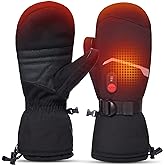 Heated Ski Gloves, Heated Mittens for Men Women,7.4V Rechargeable Battery Gloves for Skiing Hiking