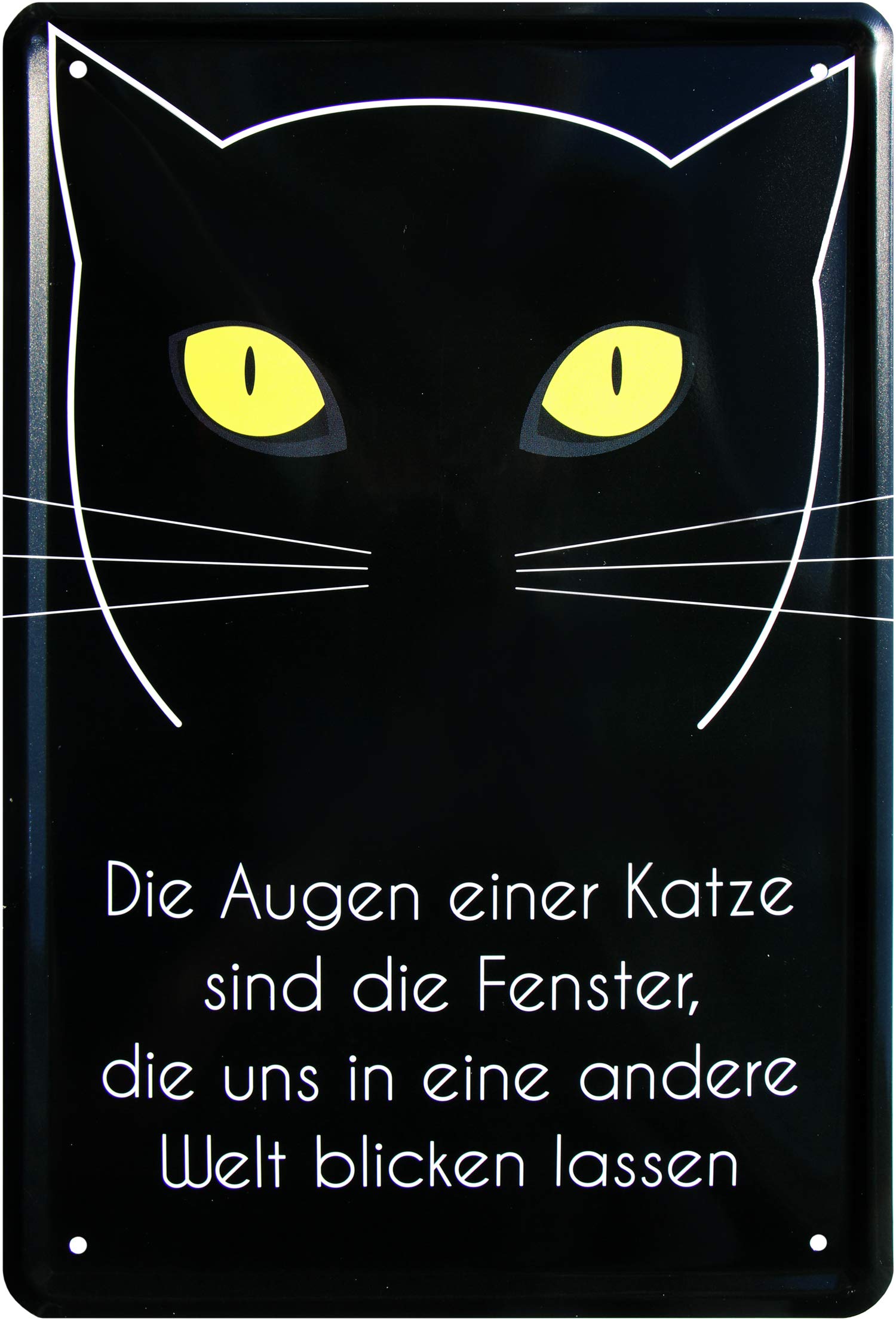 Decorative Tin Sign with German Text 'Die Augener Katzen' Window in andere Welt 20 x 30 cm